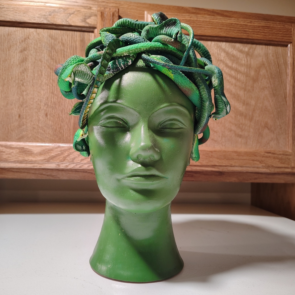 Green Medusa Head Sculpture